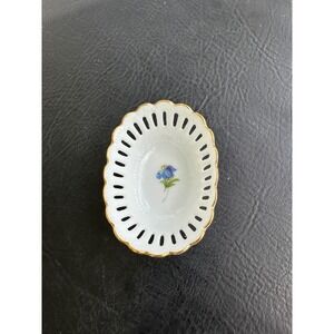 Volkstedt‎ Thuringer Handarbeit Porcelain Reticulated Trinket Dish Floral EUC